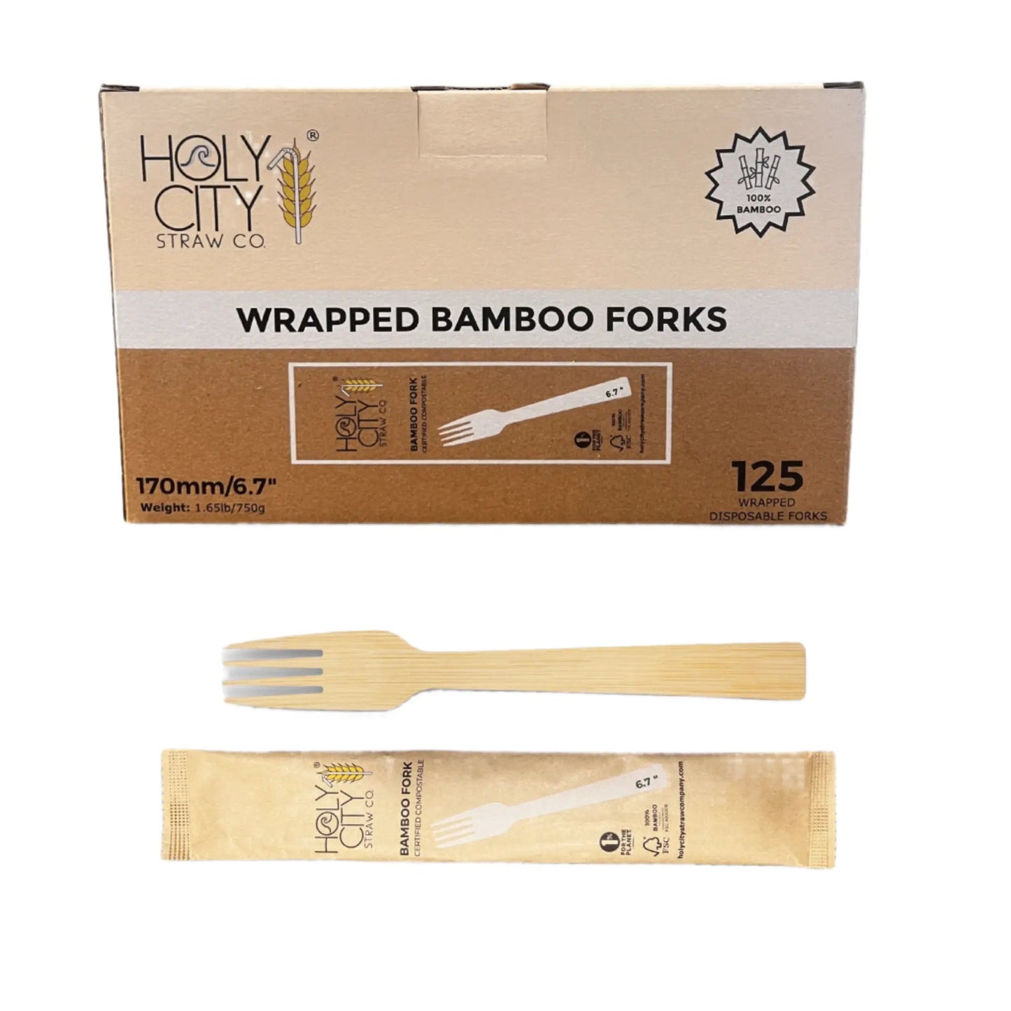 6.7" Wrapped Bamboo Forks