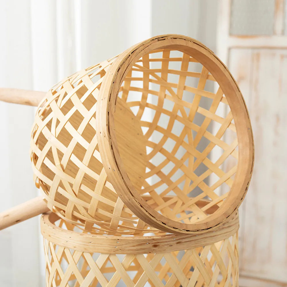 Handmade Bamboo Woven Flower Pot with Stand - Elegant Plant Display