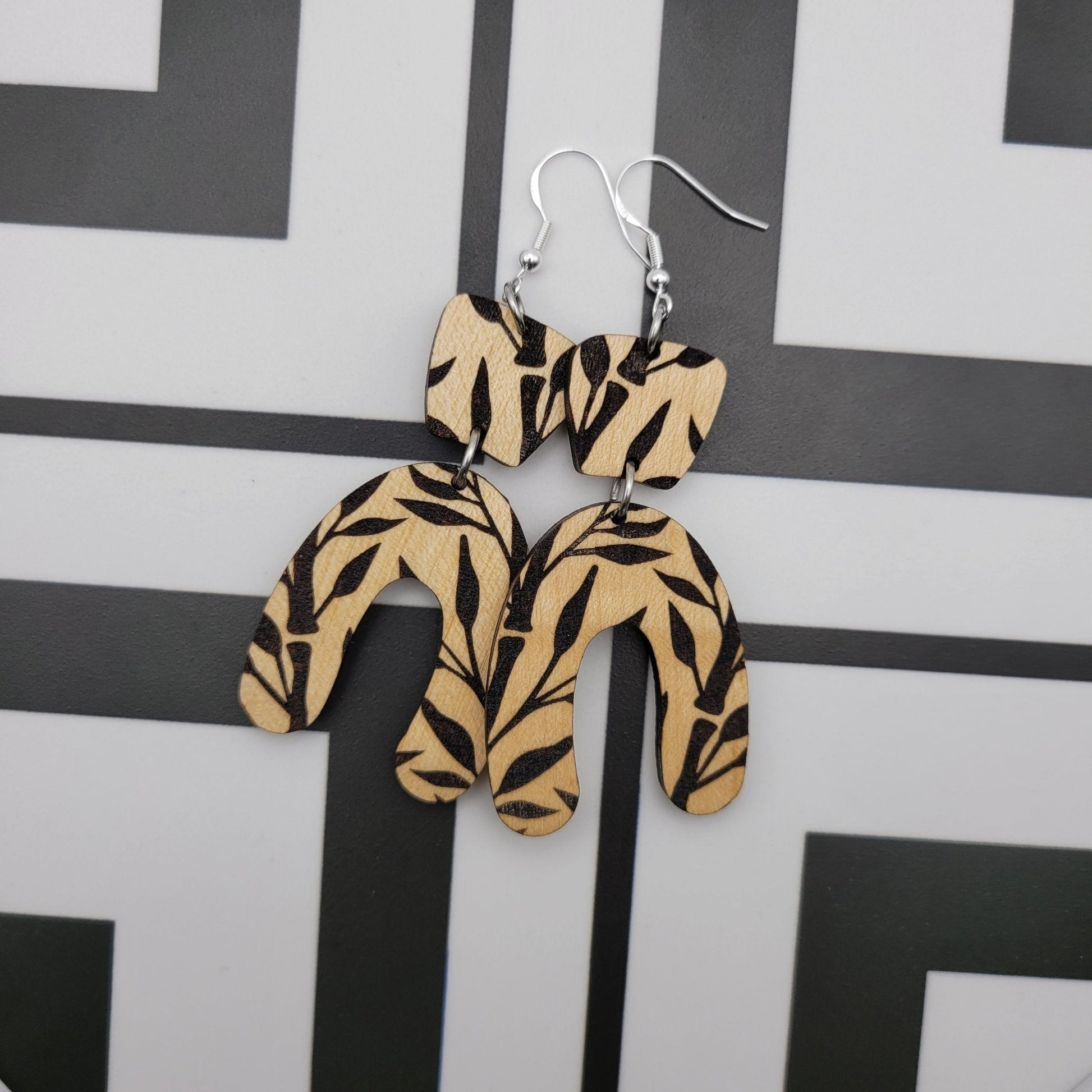 Bamboo Dangle Wood Earrings - 4 Arrows Creations